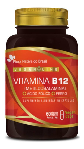Vitamina B12 + Ferro + Ácido Fólico 60 Vegan Caps Vegano