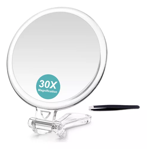 Espejo de aumento de mano 20X -20X/1X espejo plegable de viaje  ampliado de viaje para aplicación de maquillaje, pinzas y eliminación de  puntos negros/manchas (1) : Belleza y Cuidado Personal