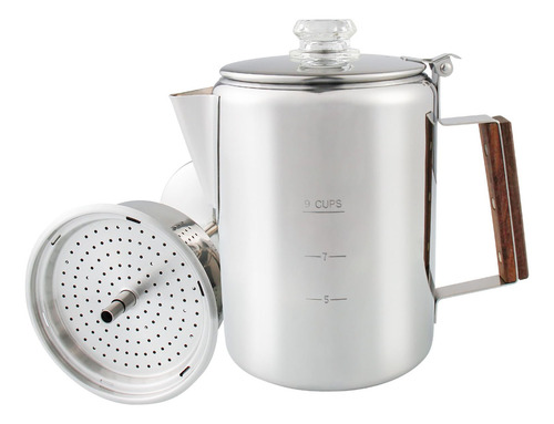Cafetera De 9 Tazas Acero Inoxidable Para Fogata O Estufa