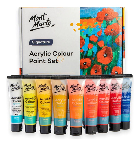 Estuche 18 Pinturas Acrílicas Mont Marte X 36 Ml Semimate