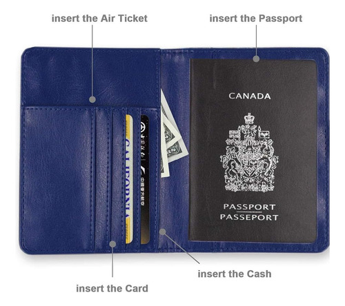 Funda Kandouren Con Bloqueo Rfid Para Pasaporte, Azul V...
