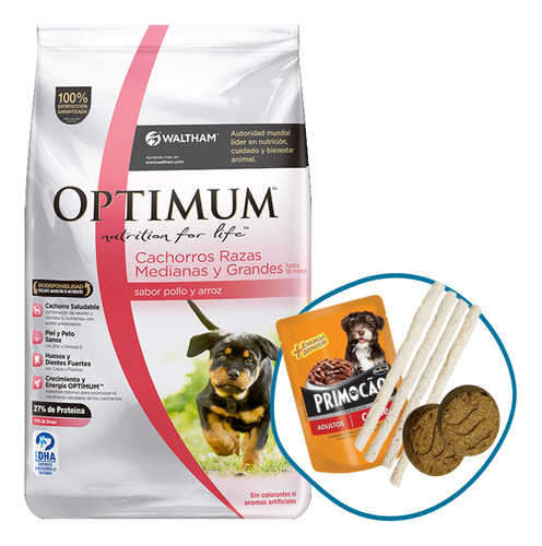 Alimento Perro Cachorro Optimum Raza Mediana Y Grande 15 Kg