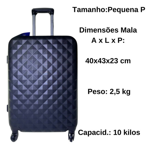Bolsa de viaje rígida con borde de ABS de 10 kg, color negro