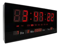 Comprar Relógio De Parede Grande Led Digital Pu002F Academia Hospital Cor da estrutura Preto Cor do fundo Vermelho