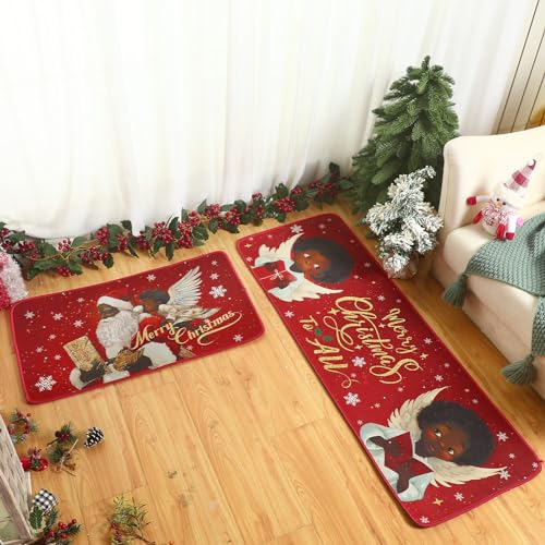Conjunto De 2 Tapetes De Cocina De Invierno Ceenna Con Copos