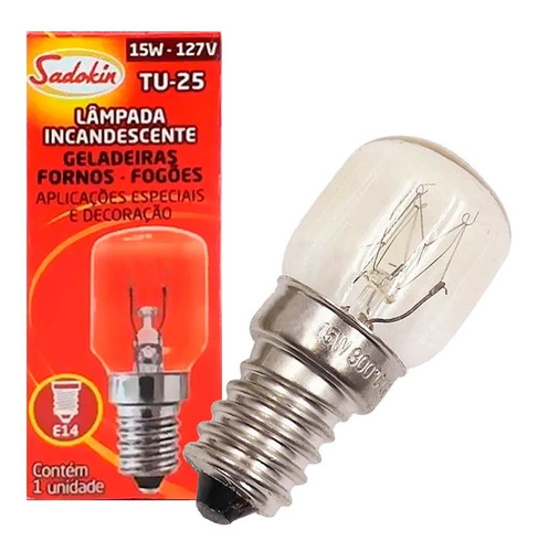 Imagem 1 de 7 de Lâmpada Forno Fogão Geladeira E14 Tu25 110v Kit 2 Com Peças
