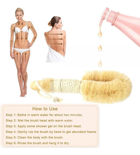 Paquete De 2 Cepillos De Sisal For El Cuidado Corporal Con C