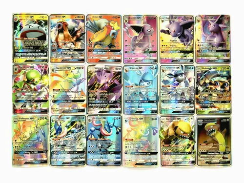 Kit 100 Cartas Pokemon: 80 Cartinhas Gx + 20 Gx Aliados