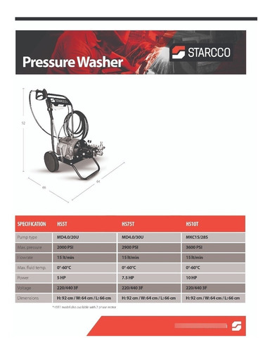Hidrolavadora Industrial Starcco 5 Hp Psi Trifasica Uso Rudo