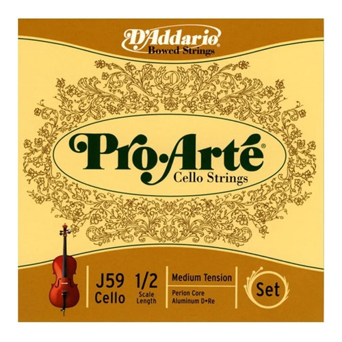 Encordado Daddario J59 1/2m Pro Arte T Media Para Cello 1/2