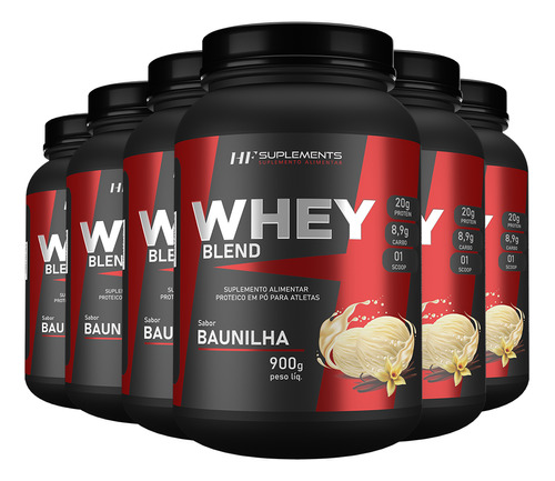 6x Whey Protein De Baunilha 900g Hf Suplements