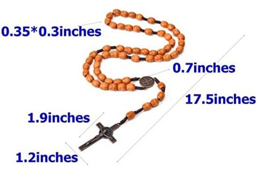 Lihan1028 Collar De Rosarios Católicos De Madera Hecho A Man
