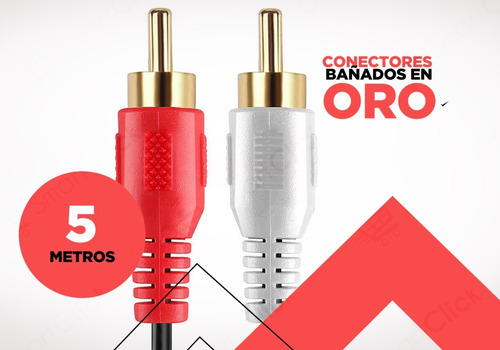 Imagen 5 de 10 de Cable Rca Rca Audio Stereo Macho Macho 5 Metros 2x2 Fichas