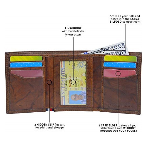 Billetera Para Hombre, Triple Pliegue, Delgada.
