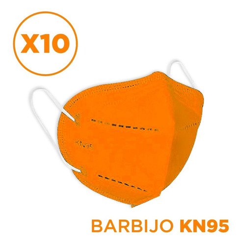 Imagen 1 de 9 de Barbijo Kn95 Naranja X10 Unidades Anmat N95 95% Importados