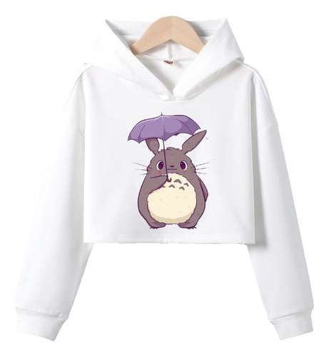 Buzo Corto Totoro Cute Kawaii Anime Aesthetic Paragua Hoodie