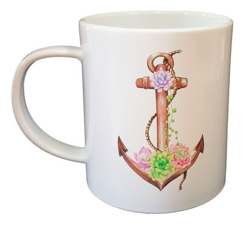 Taza De Plastico Ancla Flores Mar Barco Simbolo