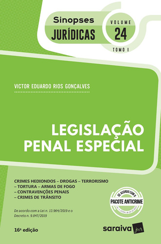 Sinopses - Legislação Penal Especial - Vol. 24 - Tomo I - 16ª Edição 2020, de Gonçalves, Victor Eduardo Rios. Editora Saraiva Educação S. A., capa mole em português, 2020