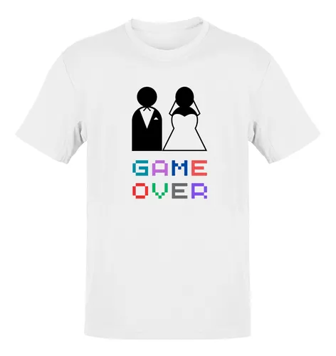 Camiseta Unissex Game Over Casamento Meme Gamer Geek Nerd