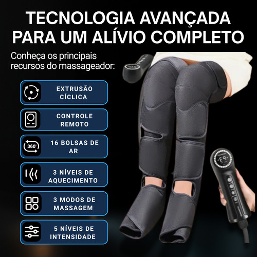 Bota Compressão Pneumática Massagem Circulação Com Aquecimento 30w Fisioterapia 3 Modos De Massagem 5 Modos De Força E 3 De Aquecimento - 3dx
