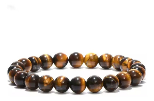 Imagen 1 de 2 de Pulsera Piedra Ojo De Tigre 8 Mm ... Milenoil