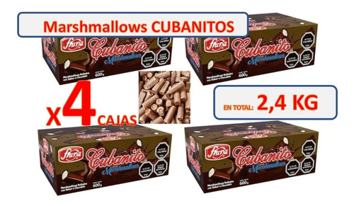 4x Caja De Cubanito Marshmallows Bañados Chocolate 600g C/u