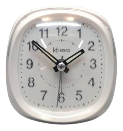 Despertador Quartz Herweg Ref: 2721-021 Branco Luz