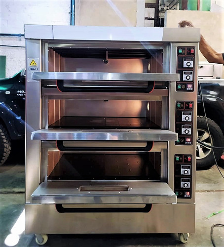 Horno Eléctrico Pizzero De 3 Cámaras Y 6 Bandejas Xyf3ka