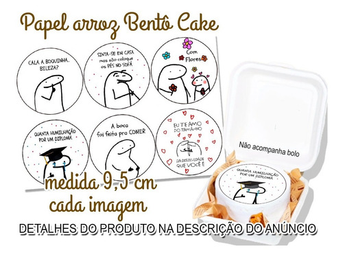 Imagem 6 de 6 de Kit Com 36 Papel De Arroz Bento Cake Mini Bolo Flork 9,5 Cm
