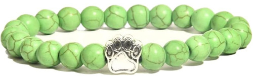 Pulsera Con Dije De Pata De Piedra Natural (verde Lima) Lava