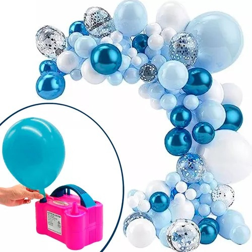 Kit Decoracion Fiesta Arco Globos Bomba Inflador Y Accesorio