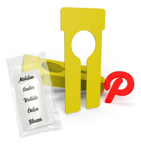 Separador De Cabides De Plástico Ps Amarelo - Kit Com 10 Und