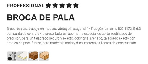 Mecha Pala Para Madera Paleta Kwb Profesional 35mm Broca