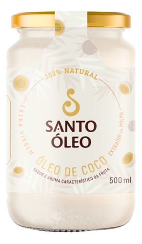 Óleo de Coco Extra Virgem Santo Óleo Premium Vidro 500ml