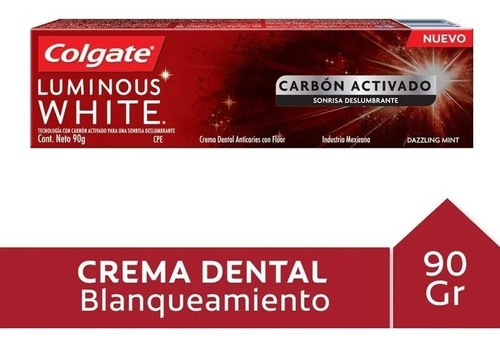 Pasta De Dientes Colgate Luminous White Carbón Activado 90gr