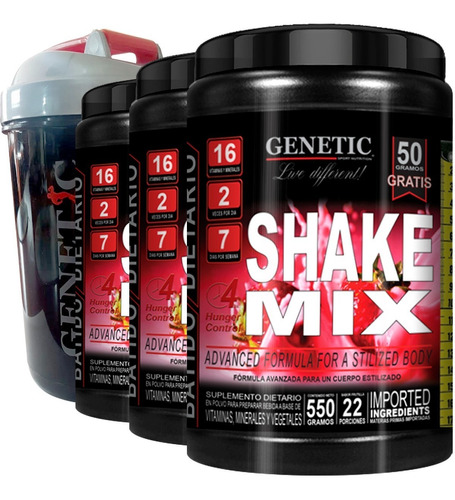 Reemplaza Comidas Batido Vegano Soja Shake Mix Vaso Genetic