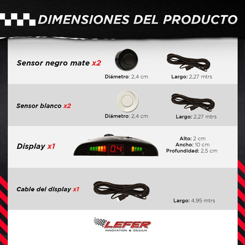 Imagen 3 de 6 de Kit Sensor De Estacionamiento Combinado Blanco Y Negro Mate