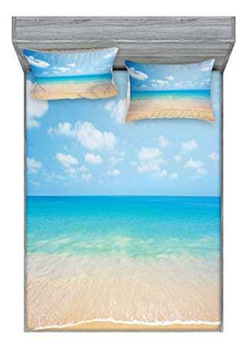 Set De Sábana Ajustable Y Funda De Almohada Ambesonne Ocean.