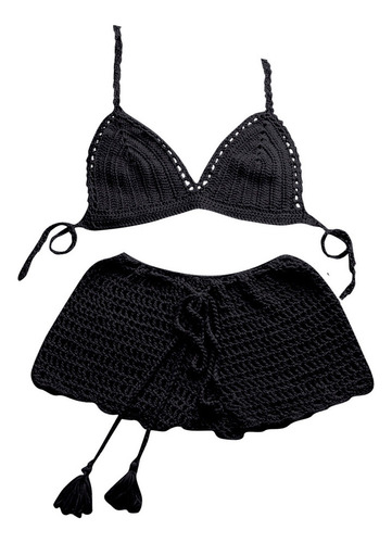 . . Nuevo Bikini Tejido A Mano Y Top De Concha Calado For
