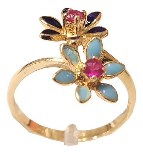 Imagen 4 de 4 de Anillo Oro 18kts Tipo Pellizco Esmalte 2,5grs N°11 Brumat