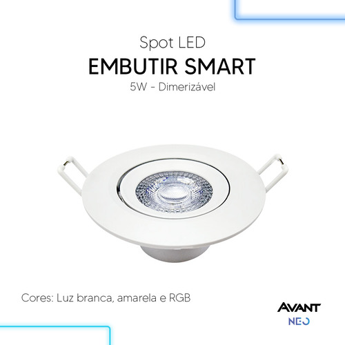 Kit 10 Spot Led Inteligente 5w 2700k/6500k Red Avant Neo Estrutura Rgb 110v/220v