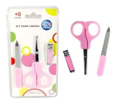 Kit Manicure Baby Bebê Menino Menina Tesoura Cortador Lixa