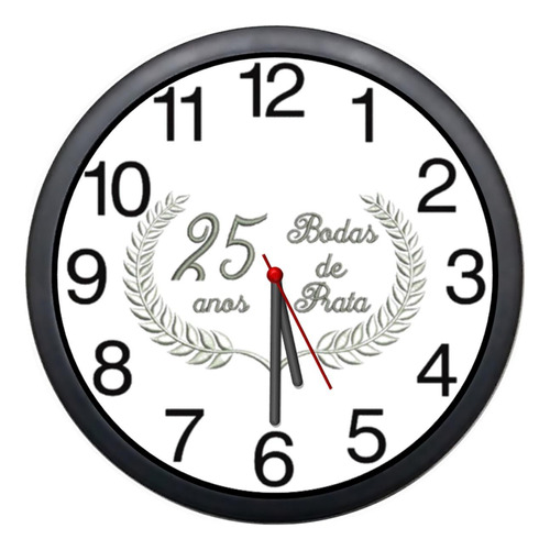 Relógio Parede Decorativo Bodas De Prata Presente 25 Anos
