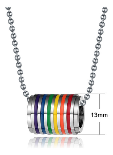 Collar Gay Con Placa Circular De Acero Inoxidable Rainbow Pr