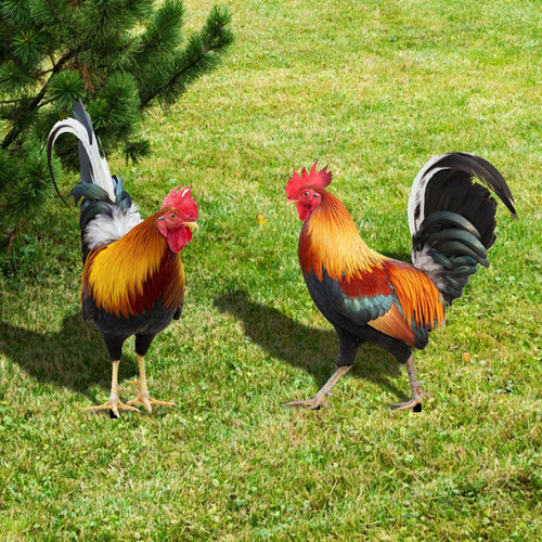 Juego De 2 Estatuas De Gallo Acrílicas, Estatuas De Jardín
