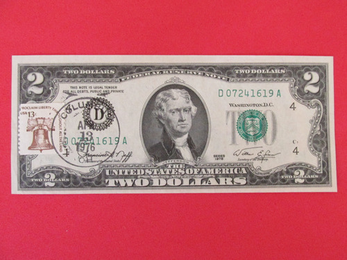Billete 2 Dolares Estados Unidos Independencia  1976 