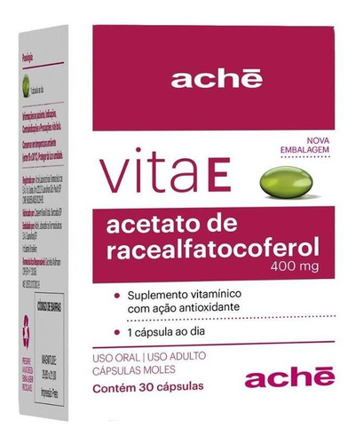 Vita E 400 400mg Frasco Com 30 Cápsulas