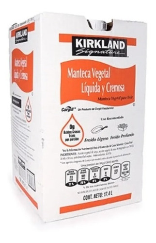 Manteca Vegetal Liquida Cremosa Kirkland Signature 17.4 Lts