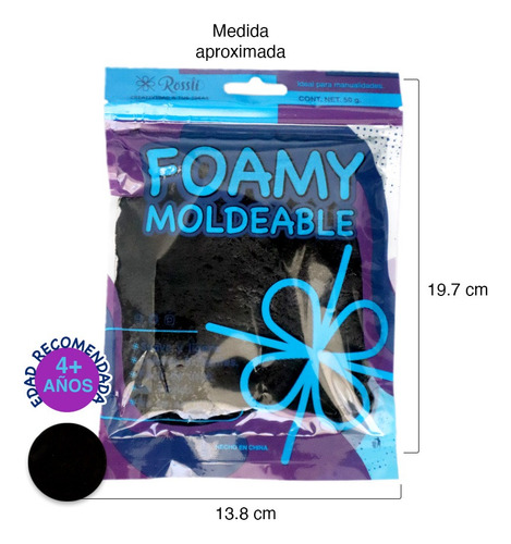 Foamy Moldeable Paquete Con 12 Piezas 50grm Cada Uno Negro
