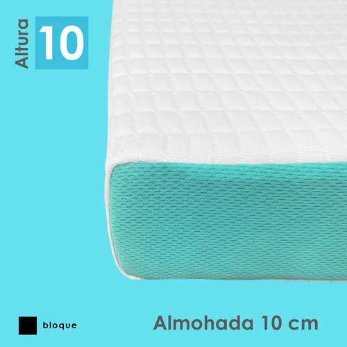 Almohada Bloque King Size Mediana 10 Cm Color Azul Acero